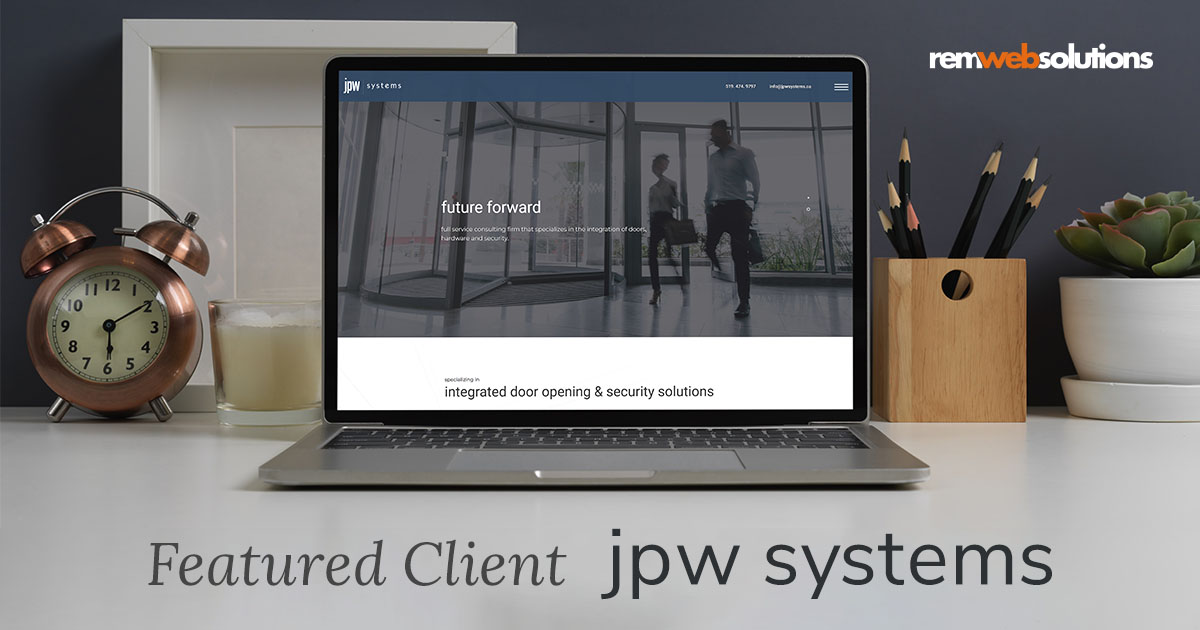 jpw systems website on a computer monitor